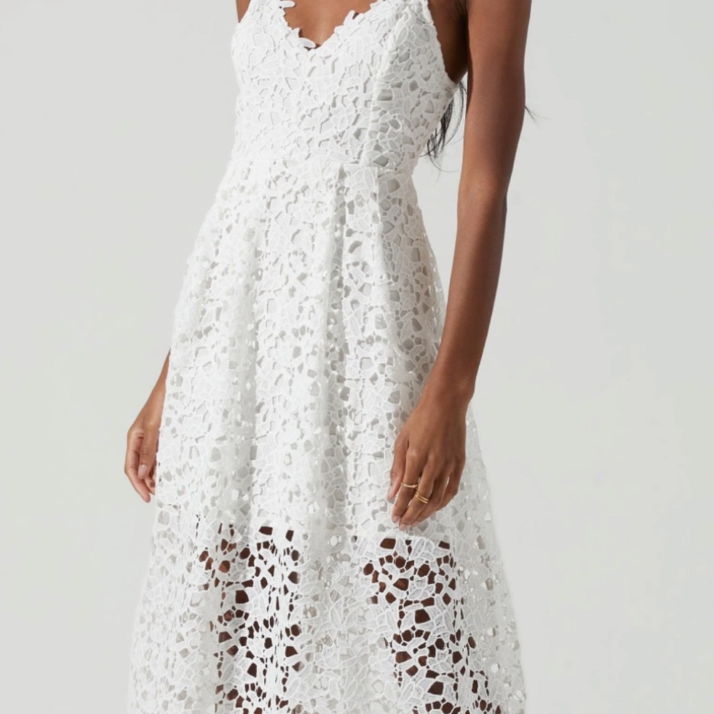 Astr White Lace Midi Dress